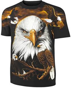 Herren Damen T-Shirt Adler Weißkopfseeadler Allprint Shirt Schwarz Größe L von Blackshirt Company