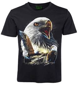 Herren Damen T-Shirt Adler Weißkopfseeadler Shirt Schwarz Größe XL von Blackshirt Company