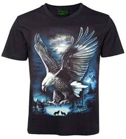 Herren Damen T-Shirt Adler Weißkopfseeadler im Wolfswald Shirt Schwarz Größe S von Blackshirt Company