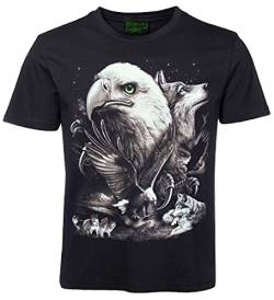 Herren Damen T-Shirt Adler Wolf Seeadler Wölfe Shirt Schwarz Größe M von Blackshirt Company