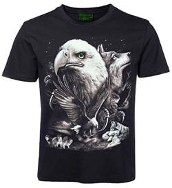 Herren Damen T-Shirt Adler Wolf Seeadler Wölfe Shirt Schwarz Größe S von Blackshirt Company