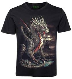 Herren Damen T-Shirt Drache Dragon Biker Shirt Schwarz Größe XL von Blackshirt Company