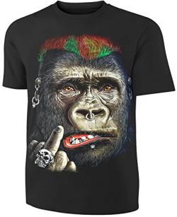 Herren Damen T-Shirt Gorilla Crazy Punk Gorilla Piercing AFFE Shirt Schwarz Größe XL von Blackshirt Company