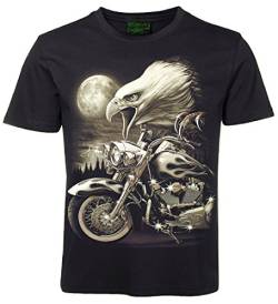 Herren Damen T-Shirt Motorrad Adler Thunder Biker Shirt Schwarz Größe XXXL von Blackshirt Company