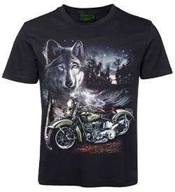 Herren Damen T-Shirt Motorrad Wolf Biker Shirt Schwarz Größe XL von Blackshirt Company