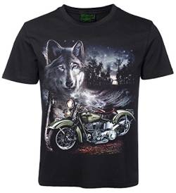 Herren Damen T-Shirt Motorrad Wolf Biker Shirt Schwarz Größe XXL von Blackshirt Company