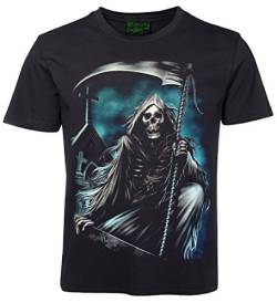 Herren Damen T-Shirt Sensemann Skull Wächter Totenkopf Shirt Schwarz Größe XL von Blackshirt Company