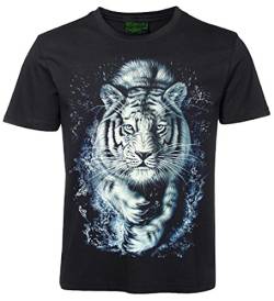 Herren Damen T-Shirt Tiger Weißer Tiger Shirt Schwarz Größe XL von Blackshirt Company