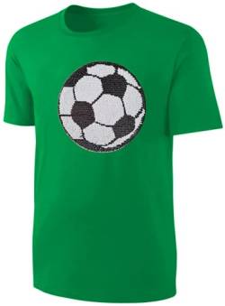 Kinder Fußball Wendepailletten T-Shirt - EM WM Fussball Streichel Shirt - Grün Größe 128 von Blackshirt Company