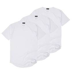 Blackskies 3er Pack Round Basic Longshirt | Langes Oversize Fashion Langarm Herren T-Shirt Long Tee - Weiß Small S von Blackskies