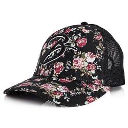 Blackskies Black Beauty Trucker Cap | Herren Damen Schirm Premium Snapback Trucker Mütze Floral Blumen Rose Basecap Kappe Schwarz von Blackskies