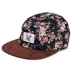 Blackskies Black Beauty Vol. II 5-Panel Cap Rose Schwarz mit Blumen Unisex Baseball Mütze von Blackskies