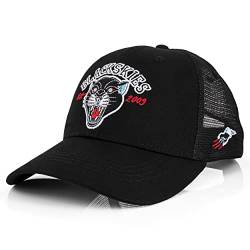 Blackskies Black Panther Baseball Cap | Herren Damen Schirm Premium Snapback Mütze Wildkatze Kappe Basecap Kappe Tattoo Old School - Schwarz-Blau von Blackskies