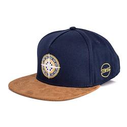 Blackskies North Star Snapback Cap | Damen Herren Baseball Mütze Kappe Surfer Skater Kompass Anker Blau Kunst-Wildleder von Blackskies