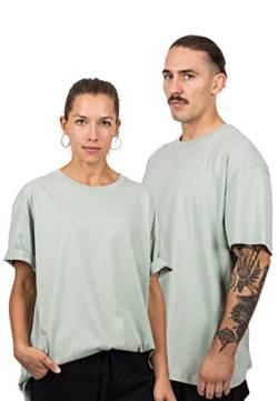 Blackskies Oversized Basic Kurzarm T-Shirt | Streetwear Luxus Langarm Tee Herren Damen Longshirt Essential Style - Sage - Medium von Blackskies