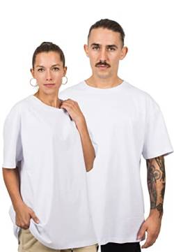 Blackskies Oversized Basic Kurzarm T-Shirt | Streetwear Luxus Langarm Tee Herren Damen Longshirt Essential Style - White - Large von Blackskies