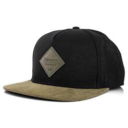 Blackskies Port Huron Snapback Cap | Damen Herren Baseball Mütze Kappe Basecap Suede Schirm - Schwarz Olive von Blackskies