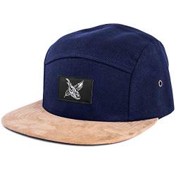 Blackskies Port Royale 5-Panel Cap Wildlederschirm aus Kunstleder Unisex Baseball Mütze Navyblau von Blackskies