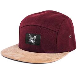 Blackskies Port Said 5-Panel Cap Wildlederschirm aus Kunstleder Unisex Baseball Mütze Weinrot von Blackskies