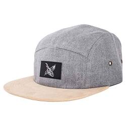 Blackskies Port Venice 5-Panel Cap | Damen Herren Baseball Camp Mütze Kappe Surfer Skater Snapback Strapback Grau Kunst-Wildleder von Blackskies