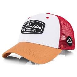 Blackskies Race Baseball Cap | Herren Damen Schirm Premium Snapback Trucker Mütze Kappe Basecap Jeans Kappe Weiß-Weinrot-Beige von Blackskies