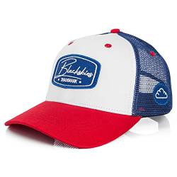 Blackskies Razor Baseball Cap | Herren Damen Schirm Premium Snapback Trucker Mütze Kappe Basecap Kappe Weiß-Blau-Rot von Blackskies