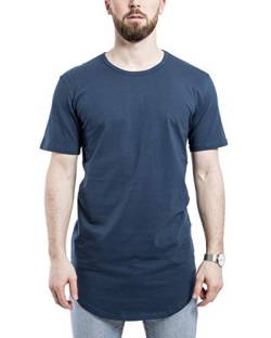 Blackskies Round Basic Longshirt | Langes Oversize Fashion Langarm Herren T-Shirt Long Tee - Blau Medium M von Blackskies