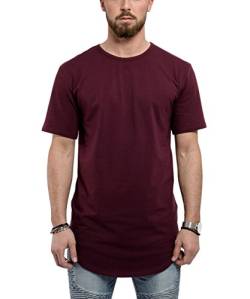 Blackskies Round Basic Longshirt | Langes Oversize Fashion Langarm Herren T-Shirt Long Tee - Burgundy Weinrot Medium M von Blackskies