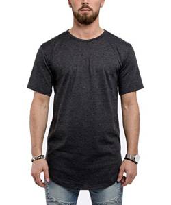 Blackskies Round Basic Longshirt | Langes Oversize Fashion Langarm Herren T-Shirt Long Tee - Charcoal Anthrazit Small S von Blackskies