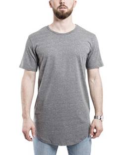 Blackskies Round Basic Longshirt | Langes Oversize Fashion Langarm Herren T-Shirt Long Tee - Grau Large L von Blackskies