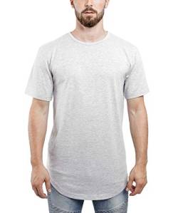 Blackskies Round Basic Longshirt | Langes Oversize Fashion Langarm Herren T-Shirt Long Tee - Grau Small S von Blackskies