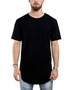 Blackskies Round Basic Longshirt | Langes Oversize Fashion Langarm Herren T-Shirt Long Tee - Schwarz Small S von Blackskies