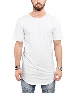 Blackskies Round Basic Longshirt | Langes Oversize Fashion Langarm Herren T-Shirt Long Tee - Weiß Small S von Blackskies