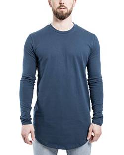 Blackskies Round Longsleeve T-Shirt | Langes Oversize Fashion Basic Langarm Herren Longshirt Long Tee - Blau X-Large XL von Blackskies