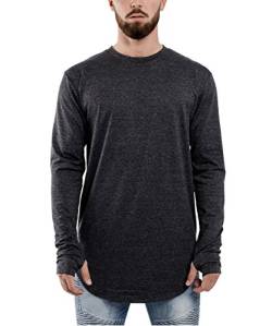 Blackskies Round Longsleeve T-Shirt | Langes Oversize Fashion Basic Langarm Herren Longshirt Long Tee - Charcoal Large L von Blackskies