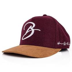 Blackskies Script Baseball Cap | Unisex Luxury Premium Snapback Hat Mütze Kappe Flanell Synthetischer Wildleder Schirm Suede Weinrot von Blackskies