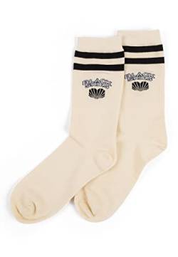 Blackskies Team Retro Socken Tennissocken Beige-Weiß-Schwarz - EU 39-42 von Blackskies