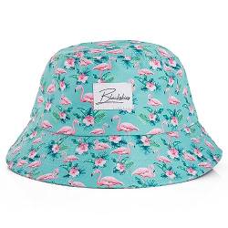 Blackskies Tropical Flamingo Bucket Hat | Unisex Sonnenhut Fischerhut Floral Urlaub Sommer Mintgrün von Blackskies