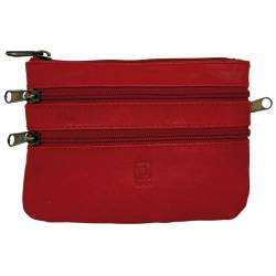 Blanck. Geldbeutel. Unisex-Kartenetui aus Leder Rot 4 Reißverschlüsse. Echtes Leder. Innenschlüsselanhänger mit Ring. Maße 12 x 9 x 1,5 cm und Gewicht 32 g. Entworfen in Spanien. von Blanck