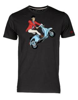 Blasfemus T-Shirt Herren Lupin III auf Vespa Special Cartoon 80er Jahre Manga, Schwarz , Large von Blasfemus