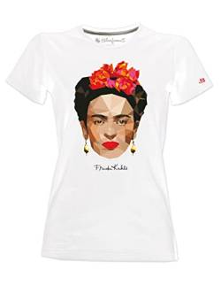 Frida Kahlo T-Shirt Offizier im polygonalen Stil - Weiß - XL von Blasfemus