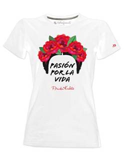 T-Shirt Frida Kahlo Offizielle schriftliche Pasiòn por la vida - Wei§ - M von Blasfemus