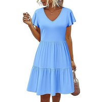 BlauWave A-Linien-Kleid Damen Kleider Freizeit Einfarbig Sommerkleid (1-tlg) von BlauWave
