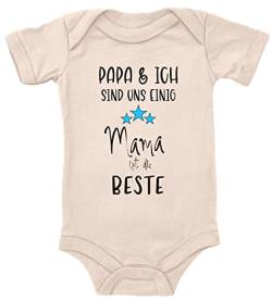 Blauer-Storch Baby Body Papa und Ich sind uns einig Mama ist die Beste Sterne Geschenk für Kleinkind Kurzarm Bio Baumwolle von Blauer-Storch