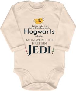 Blauer-Storch Baby Body in Natur Keine Einladung aus Hogwarts, dann werde ich eben Jedi Spruch Geschenk für kleine Star Wars Fans für Kleinkind Langarm Bio Baumwolle von Blauer-Storch