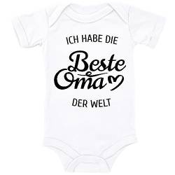 Blauer-Storch Baby Body in Weiß Ich habe die beste Oma der Welt Spruch Geschenk für die Großmutter für Kleinkind Kurzarm Bio Baumwolle von Blauer-Storch