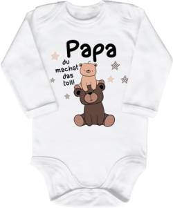 Blauer-Storch Baby Body in Weiß Papa, du machst das Toll - Geschenk für den Vater Spruch Geschenk zur Geburt zum Geburtstag für Kleinkind Langarm Bio Baumwolle von Blauer-Storch