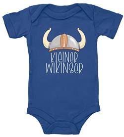 Blauer-Storch Baby Body kleiner Wikinger Helm Wikingerhelm Nordisch Geschenk für Kleinkind Kurzarm Bio Baumwolle von Blauer-Storch