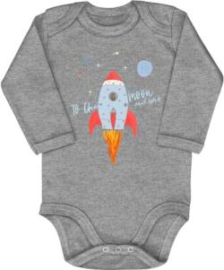 Blauer-Storch Babybody mit Druck Baby Body To the Moon and back Astronaut Sterne Rakete Geschenk für Kleinkind Langarm Bio Baumwolle von Blauer-Storch