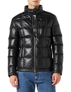 Blauer Herren Gepolsterte Schulterjacke aus Leder Lederjacke, 999 Schwarz, L von Blauer